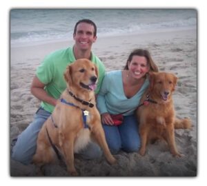 Chris and Eileen Pike with Skyler and Kiara golden retrievers